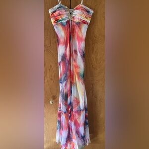 NEVER WORN La Femme Multicolor Strapless Bead Embellished Formal/Prom Dress, Sz4